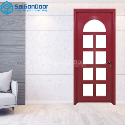 Cửa Gỗ MDF Veneer P1G9 mau do-MDFV-SGD